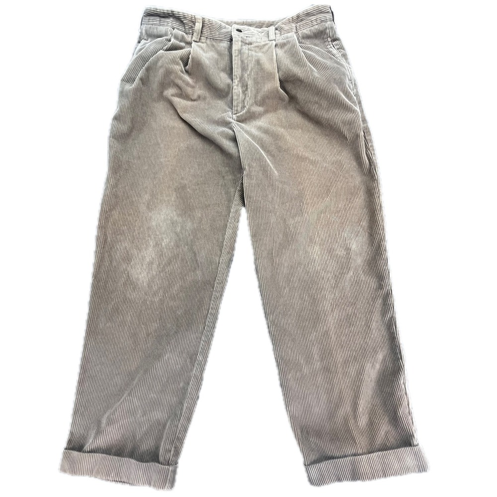 Brooks Brothers Mens Corduroy Pleated Pants Tan Size 36x30 Casual Office